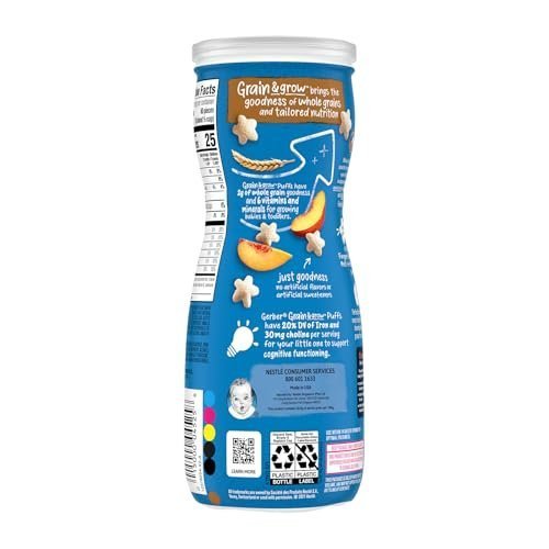 (6 Canisters) Gerber Puffs Peach, 1.48 oz. Puffs pink - Image 5