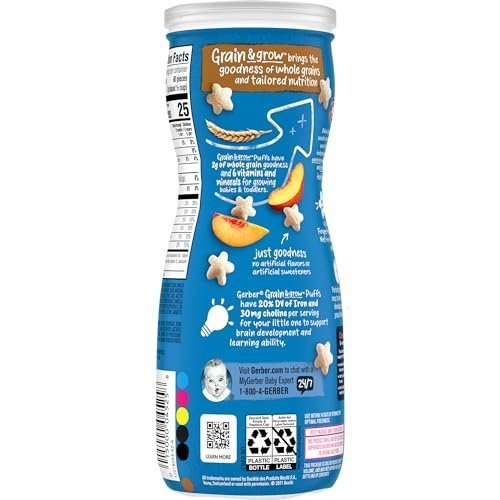 (6 Canisters) Gerber Puffs Peach, 1.48 oz. Puffs pink - Image 4