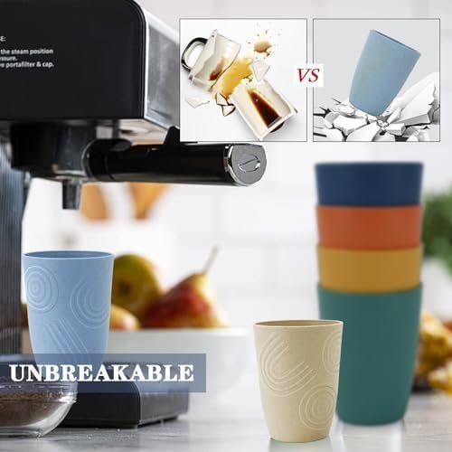 Homienly Drinking Glasses Premium Wheat Straw Unbreakable Cups - Image 5